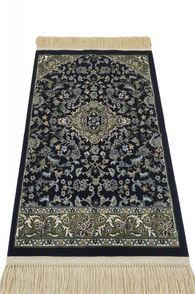 Al Rawdah Premium Prayer Rug 8MM - Dark Blue – Andalucia Islamic Gifts