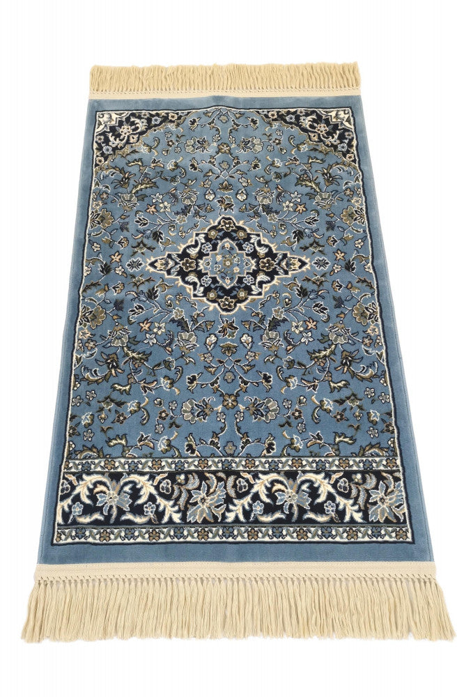 Premium Prayer Rug Al Rawdah Premium Prayer Rug 8MM - Sky Blue – Andalucia Islamic Gifts